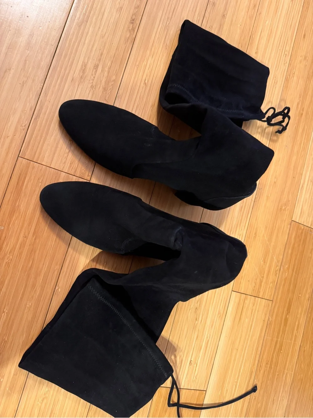 Stuart Weitzman Black Yulianaland Suede Block Heel Boots